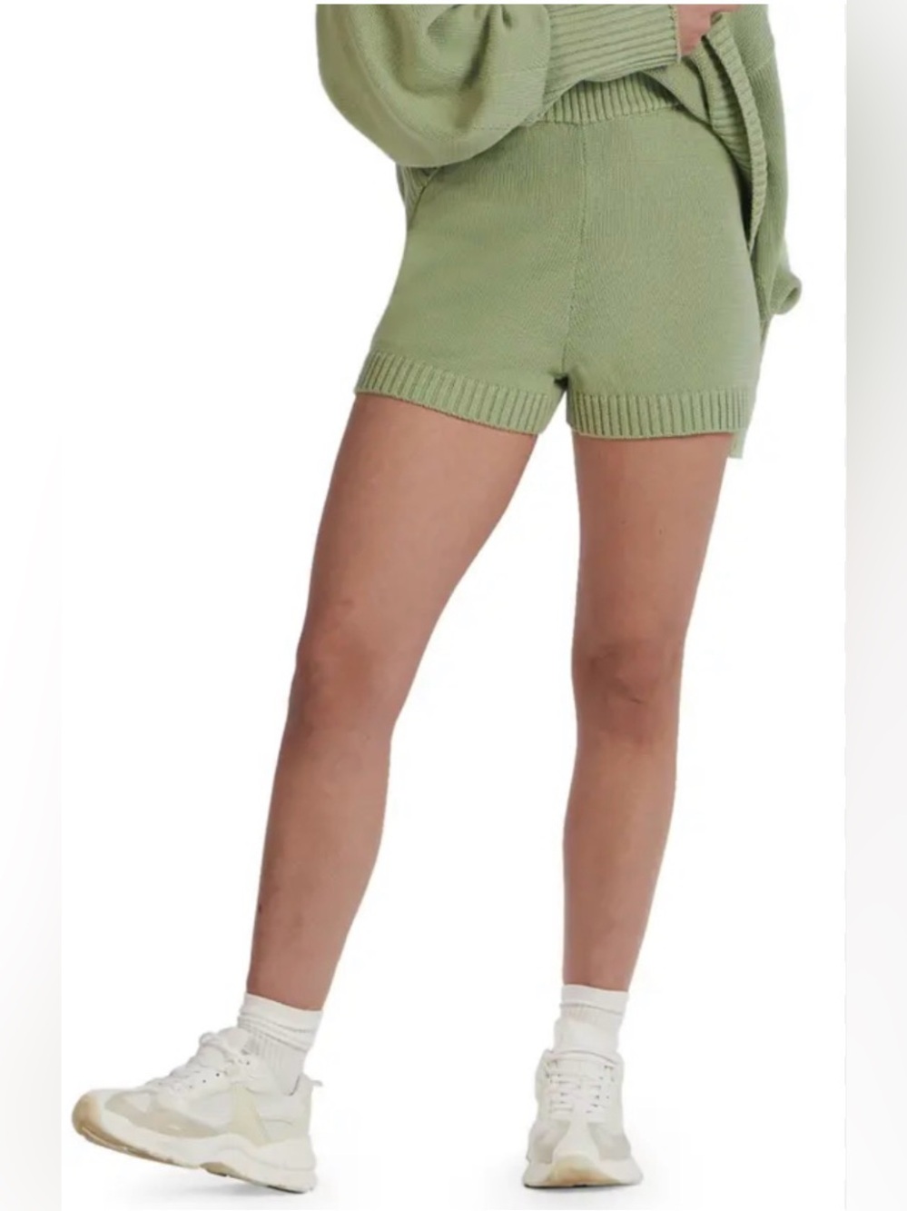 NWT CHARLIE HOLIDAY Blanche High-Rise Organic Cotton Knit Shorts in Sage, Small